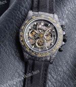 Rolex Daytona Skeleton Face Dandong 4130 Movement 40mm Black Fabric Band Watch